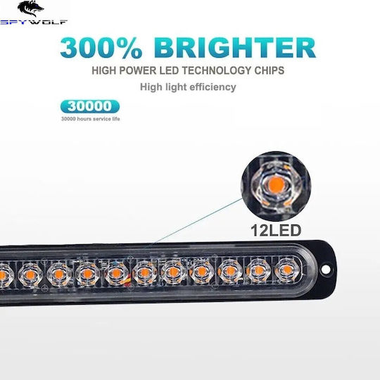 Spywolf First-Class Led Strobe Volume Light Red-Blue 12led 12/24v 6000lm 10 Pieces Tc-335