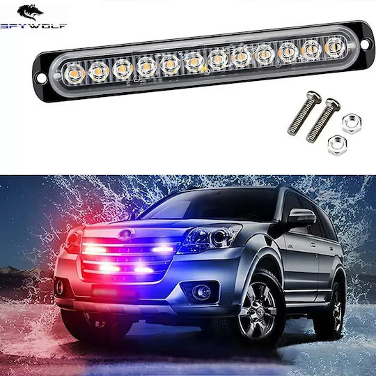 Spywolf First-Class Led Strobe Volume Light Red-Blue 12led 12/24v 6000lm 2 Pieces Tc-331