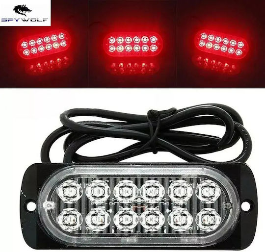 Primă Clasă Led Stroboscop Lumini De Volum Roșii 12led 12/24v 6000lm 2 Bucăți Tc-348