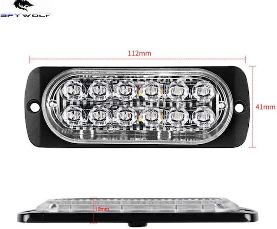 First-Class Led Strobe Volume Light Blue 12Led 12/24V 6000Lm 10 Pieces Tc-346