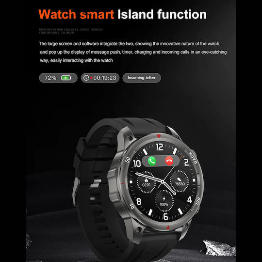 Microwear DK68 Smartwatch cu Pulsometru (Piele Neagră)