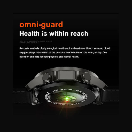 Microwear DK68 Smartwatch cu Pulsometru (Piele Neagră)