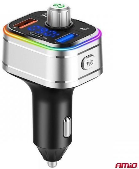 AMiO FM Transmitter Αυτοκινήτου με MicroSD / Type-C / USB / Bluetooth