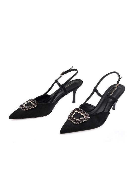 Suede Pointed Toe Heels Black