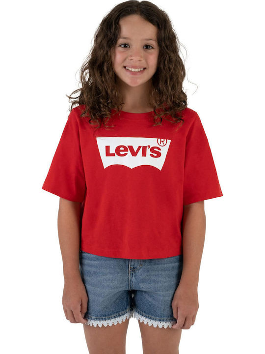 Kinder-Crop-Top Kurzarm Rot