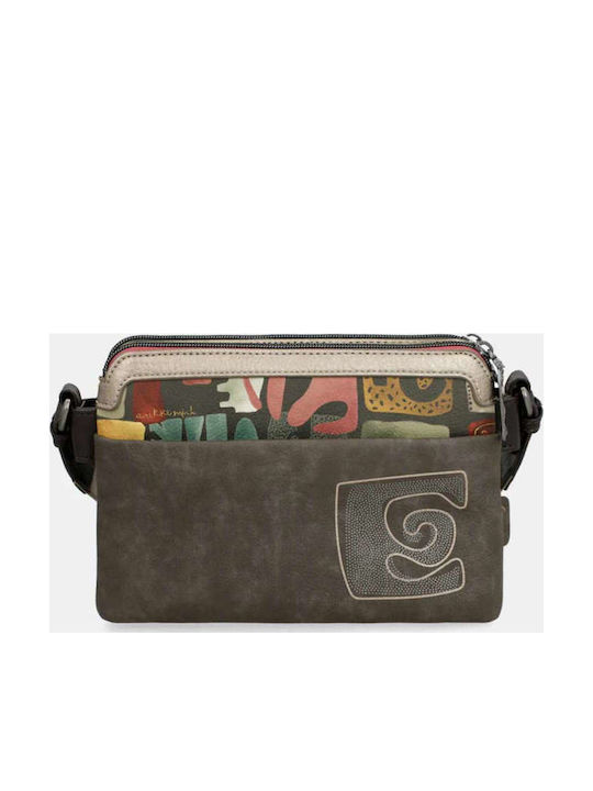 Damen Stoff Schulter Tasche Mehrfarbig