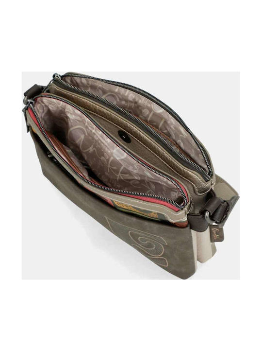 Damen Stoff Schulter Tasche Mehrfarbig