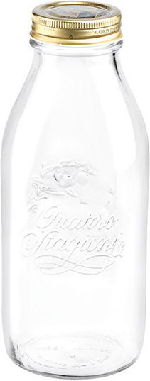 Bormioli Rocco Quattro Water Bottle Glass with Screw Lid Transparent 1000ml