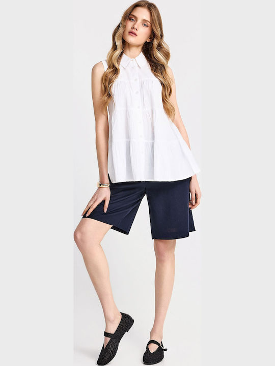 Sleeveless Women's Shirt White Monochrome