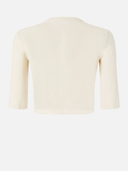 Women's Summer Cotton Blouse with 3/4 Sleeve Ecru