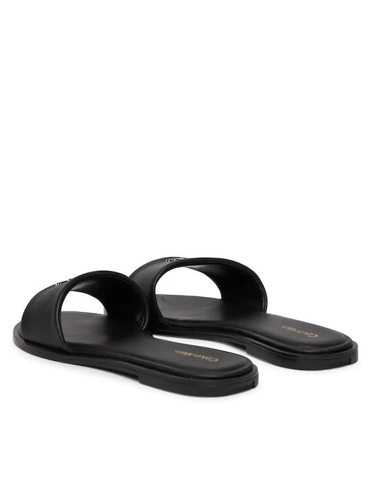 Leather Women's Flat Sandals Black Regular Fit