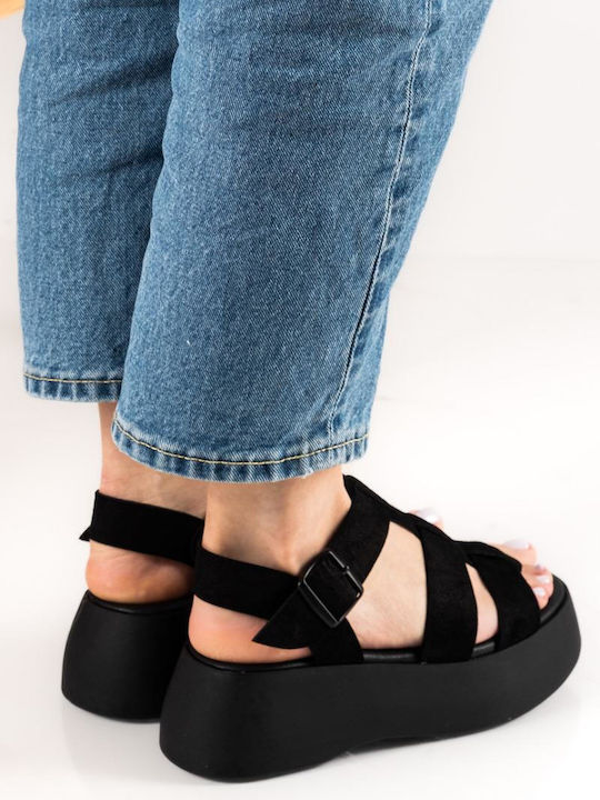 Дамски Сандали Гладиатор Flatforms Черни