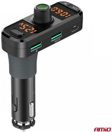 AMiO FM Transmitter Αυτοκινήτου με MicroSD / Type-C / Bluetooth / USB