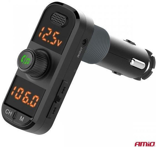 AMiO FM Transmitter Αυτοκινήτου με MicroSD / Type-C / Bluetooth / USB