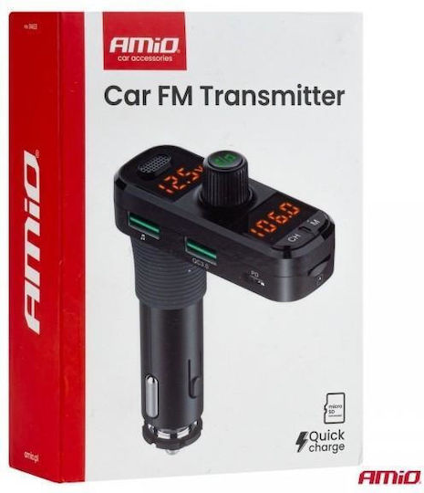 AMiO FM Transmitter Αυτοκινήτου με MicroSD / Type-C / Bluetooth / USB