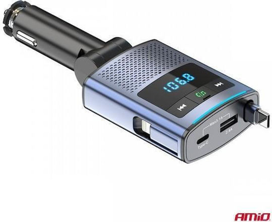 AMiO Transmițător FM Auto cu Type-C / USB / Bluetooth