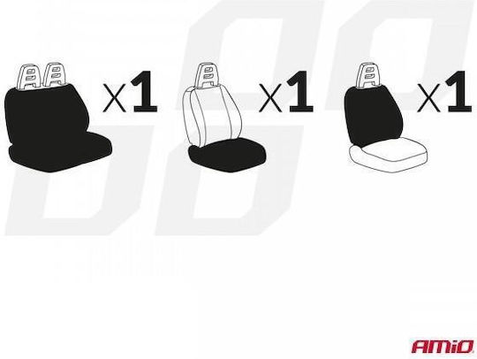 Amio Car Seat Covers Type Sc-01 Gray Trucks 3 Pieces 04601/am Amio 04601/am