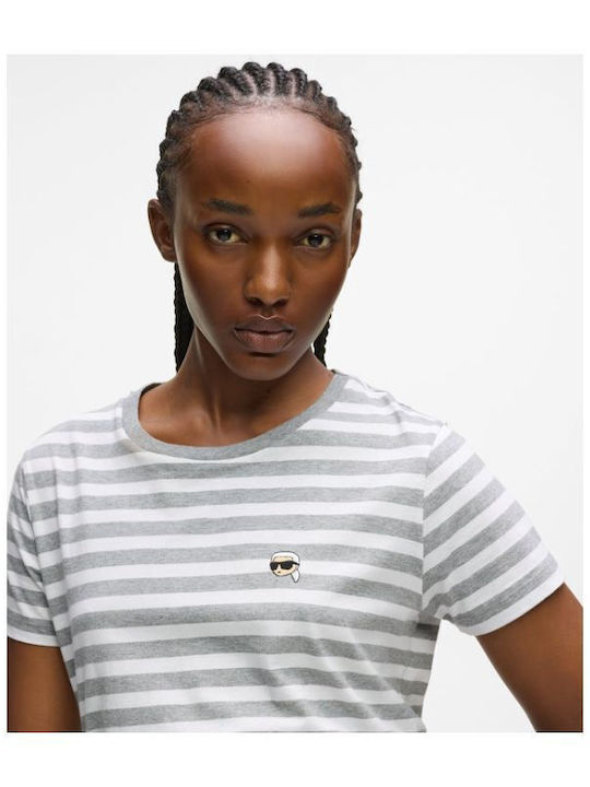 Women's Crop T-shirt Striped Gray