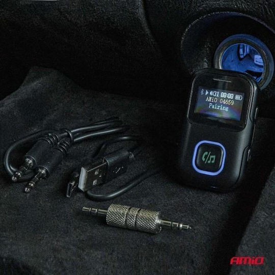 Amio Bluetooth Receiver Btr-03 Wireless Audio Transmission Mini Jack 3.5mm Port Lcd Display 1 Pc 04659/am Amio 04659/am