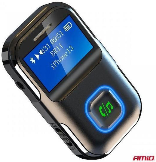 Amio Bluetooth Receiver Btr-03 Wireless Audio Transmission Mini Jack 3.5mm Port Lcd Display 1 Pc 04659/am Amio 04659/am