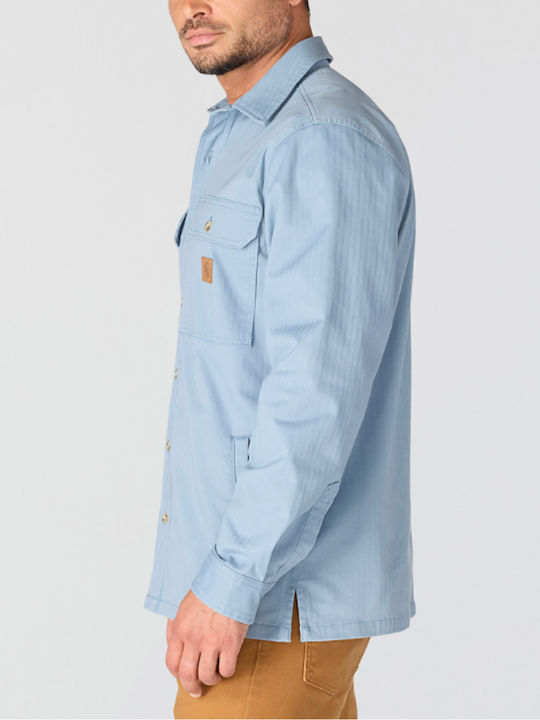 Μακρυμάνικo Overshirt σε Κανονική Γραμμή Γαλάζιο