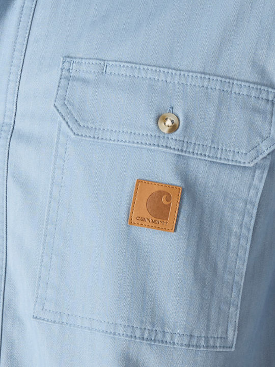Μακρυμάνικo Overshirt σε Κανονική Γραμμή Γαλάζιο