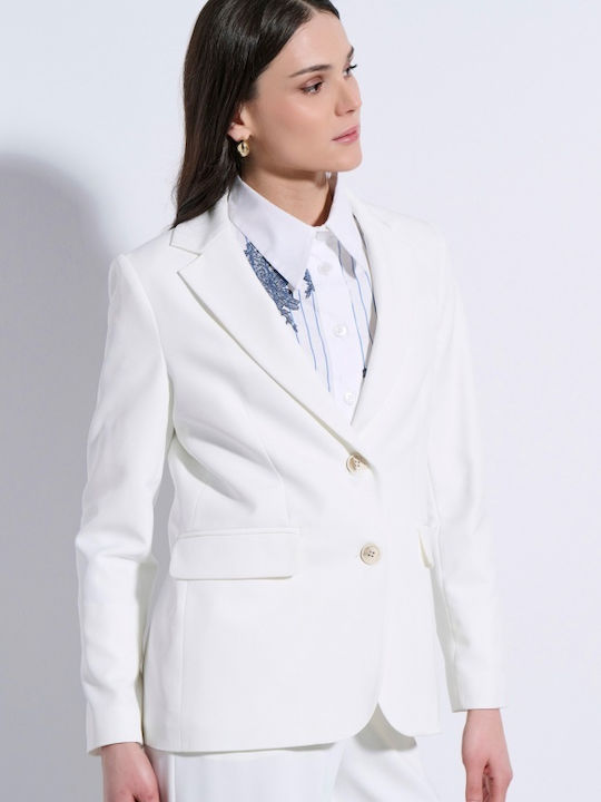 Matis Fashion Дълго Дамско Сако Off White