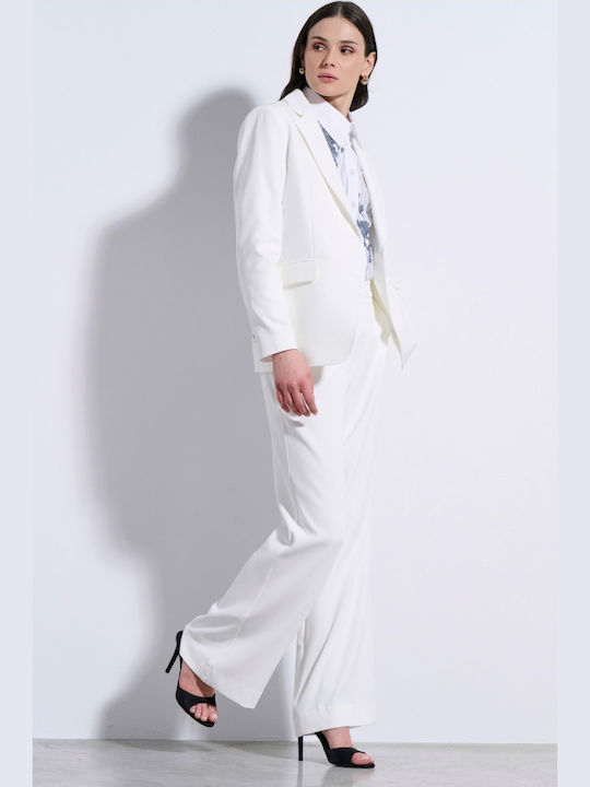 Matis Fashion Дълго Дамско Сако Off White