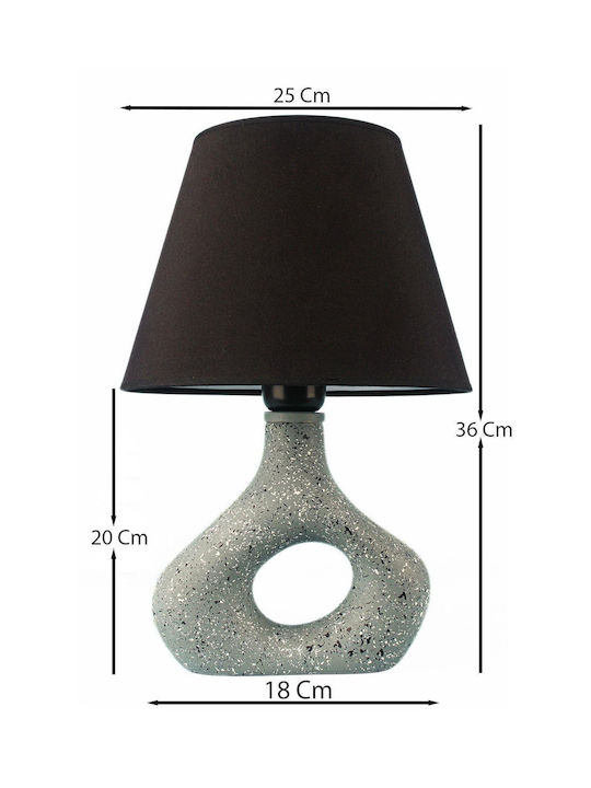 Ceramic Table Lamp Green Gray With Circular Design 25x36cm