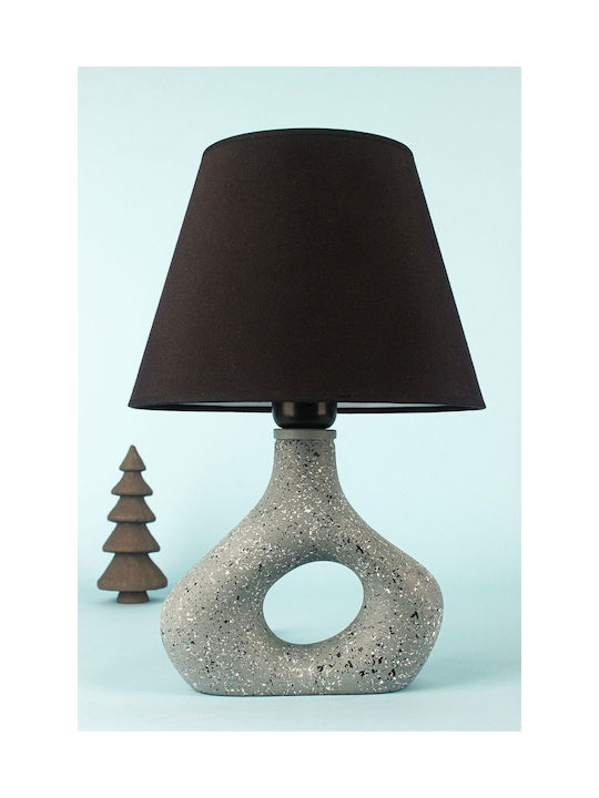 Ceramic Table Lamp Green Gray With Circular Design 25x36cm