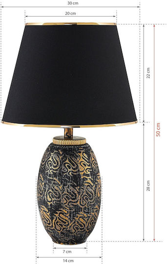 Dekoratives Keramik Tischlampe Gold Schwarz 30x50cm