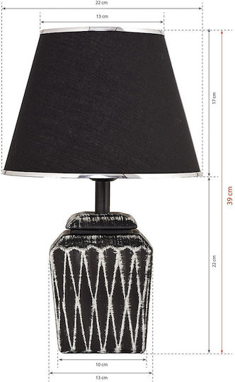 Dekoratives Keramik Tischlampe Schwarz Silber Design 22x39cm