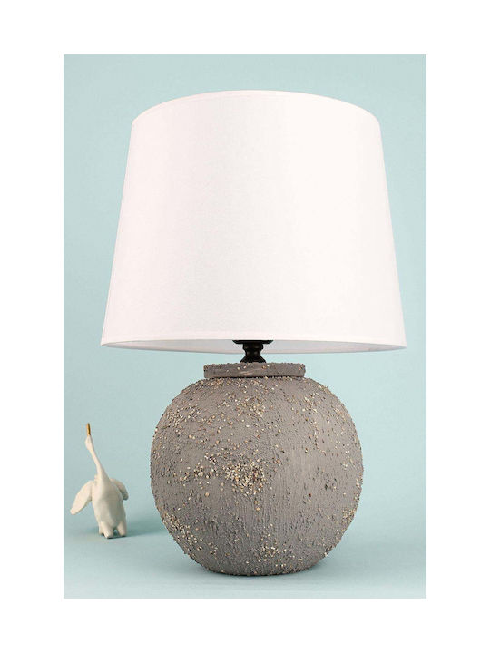 Ceramic Table Lamp Gray White Round Design 30x40cm