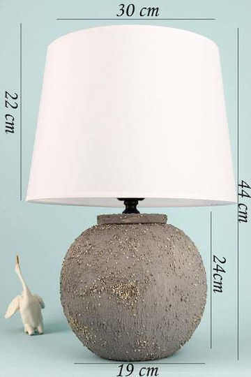 Ceramic Table Lamp Gray White Round Design 30x40cm