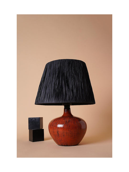 Ceramic Table Lamp Red Ceramic With Black Shade 30x40cm