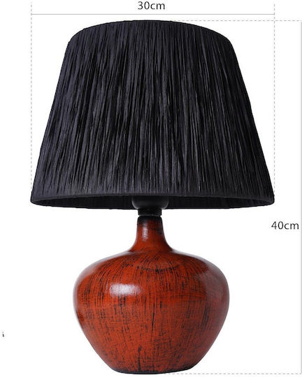 Keramik Tischlampe Rote Keramik Mit Schwarzem Hut 30x40cm