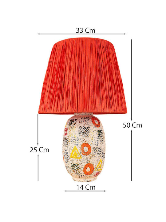 Handmade Ceramic Table Lamp Orange 33x50cm