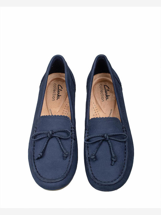 Leather Women's Loafers in Blue Colour