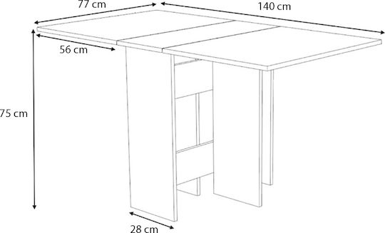 Pepe Extendable Collapsible Wooden Natural Beech Dining Room Table 28(+56)x77x75cm