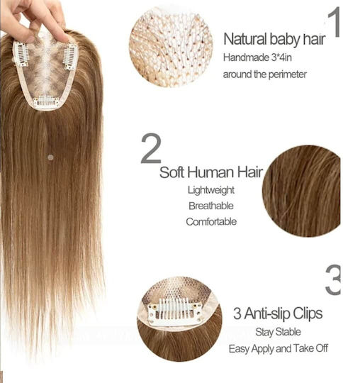 Extension with Human Hair in Light Chestnut Colour 40.64cm Topper Toupee