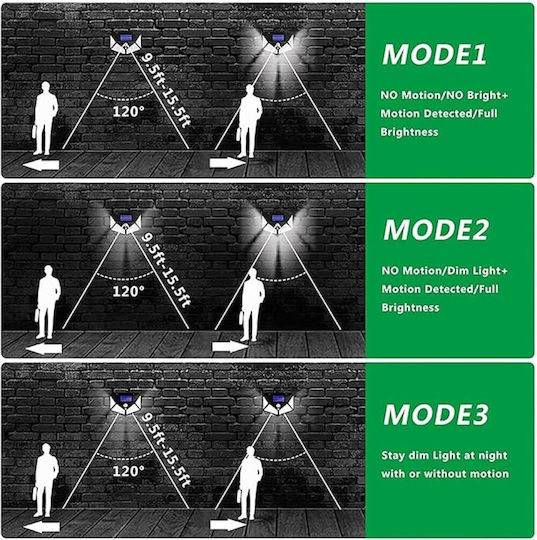 Set of 6 Wall Mounted Solar Lights Cold White 6500K with Motion Sensor and Photocell IP65