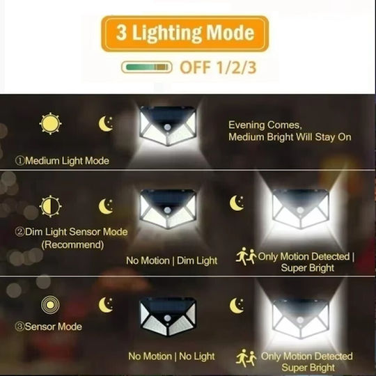 Set of 4 Wall Mounted Solar Lights Cold White 6500K with Motion Sensor and Photocell IP65