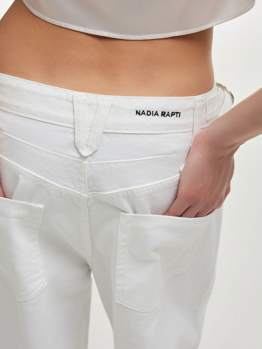 High Rise Women's Jean Pants in Straight Leg White