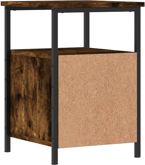 Wooden Bedside Table With Metal Legs Brown 34x35.5x50cm