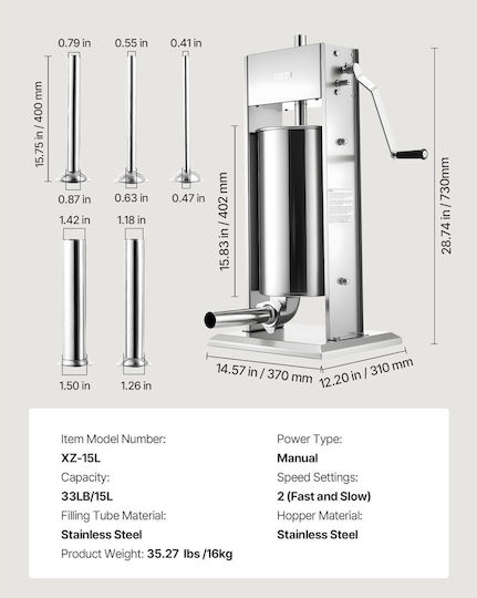 Vevor Γεμιστικό Λουκάνικων 15lt