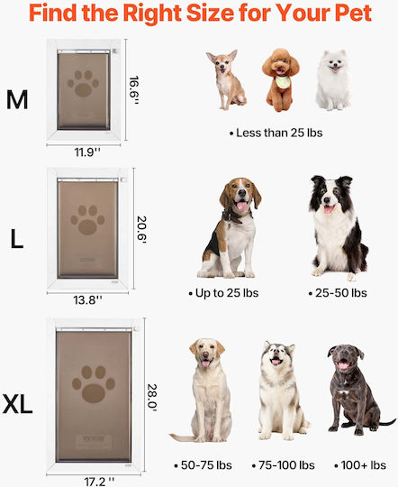 Vevor Dog And Cat Door Made Of Metal In White Colour