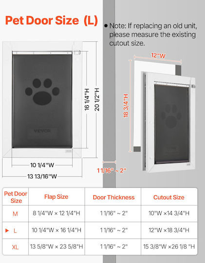 Vevor Dog Door Made of Metal in White Colour