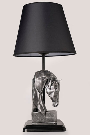Tischlampen Mit Figur Pferd Schwarz Silber 24x50cm