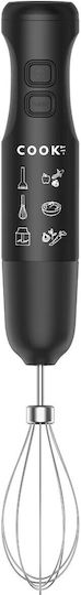 COOK-IT Blender de Mână cu Tijă din Plastic 350W Negru