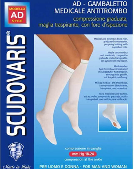 Scudotex Medizinische Kompressionsstrümpfe Wade hoch Graduierte Kompression Weiße
